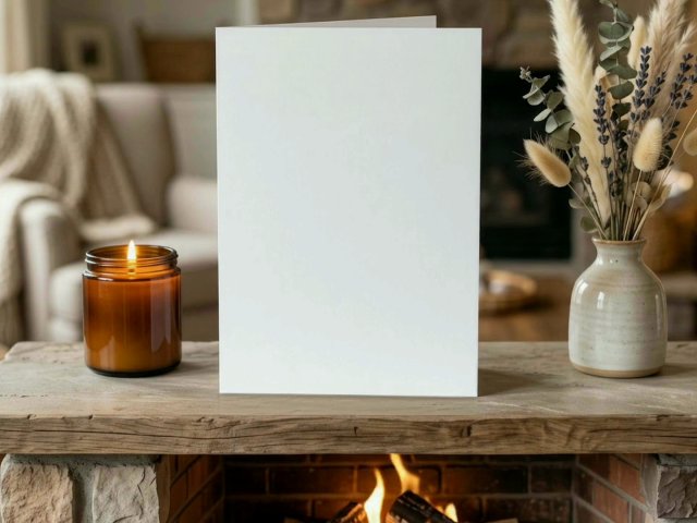 Greeting Card Video Mockup: Fireplace Mantel — video mockup