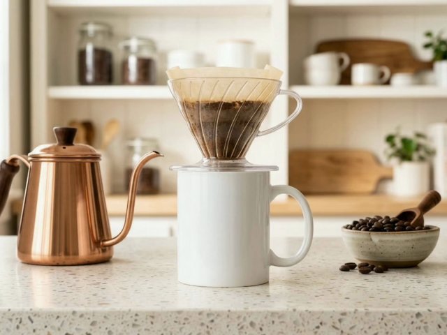 Mug Video Mockup with Pour-Over Coffee — video mockup