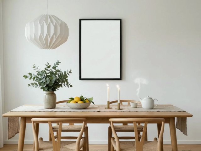 Black Frame Video Mockup in a Candlelit Dining Room — video mockup