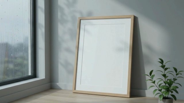 Oak Frame Video Mockup by a Rainy Window — video mockup