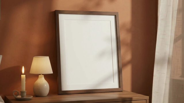 Walnut Frame Video Mockup by Candlelight — video mockup