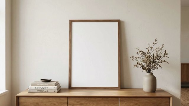 Walnut Frame Video Mockup with a Camera Move — video mockup