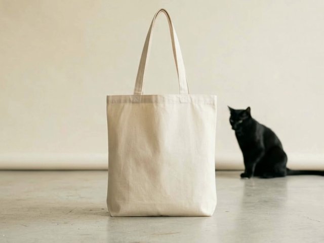 Tote Bag Video Mockup with a Black Cat — video mockup