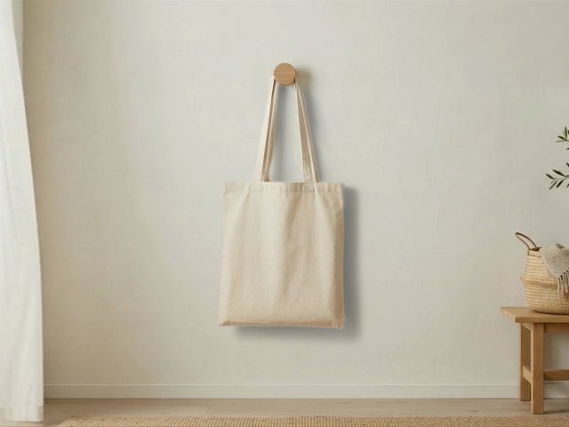 Animated Tote Bag Mockup Swaying on a Wall Peg — video mockup